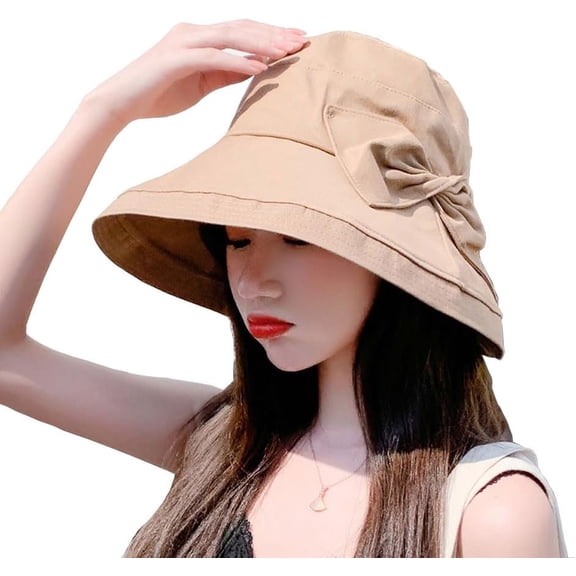 YooGuoGuo Women Wide Brim Sun Hat Sun Protection Bucket Hat Outdoor Summer Beach Sun Cap Foldable Bowknot Fishing Hat for Travel
