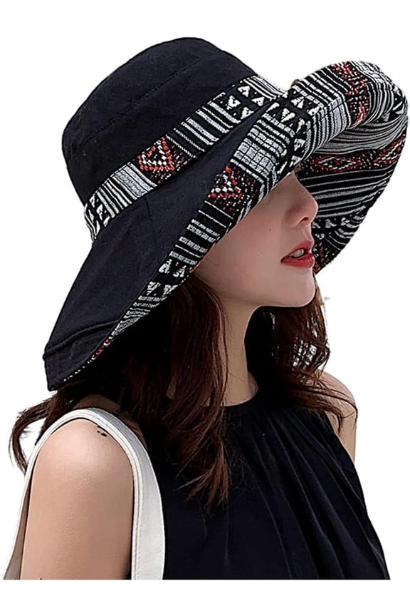 Women Wide Brim Sun Hats Metal Wired Edge Summer UV Protection Beach Fishing Hat for Hiking Garden Travel Chin Strap