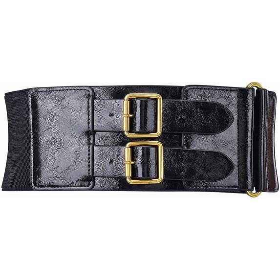 YooGuoGuo Women Wide Elastic Dress Belt Fashion Stretchy Vintage Belt PU Leather Wide Waist Cinch Belt Double Studded Waistband