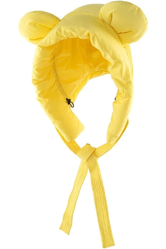 Women Winter Down Hat Windproof Waterproof Lightweight Hood Hat Hooded Scarf Hats Extra Warm Earflap Beanie Cap