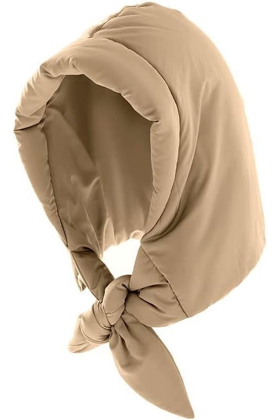 Women Winter Down Hood Hat Hooded Scarf Hat Lightweight Warm Earflap Beanie Snow Windproof Padded Hoodies Bonnet Cap