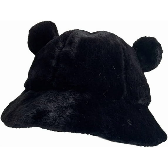 YooGuoGuo Women Winter Hat Cute Soft Bear Ears Hat Plush Fisherman's Cap Warm Student Bucket Hat Detachable Pompom Hat