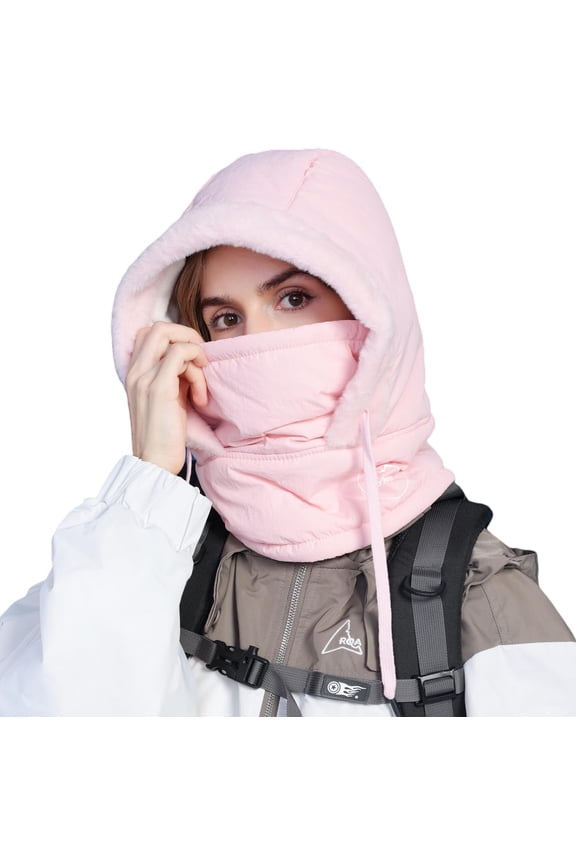 Women Winter One Piece Balaclavas Hat Slouchy Fleece Hoodie Face Shield Mask Warm Earmuff Ski Snow Hats Cold Weather