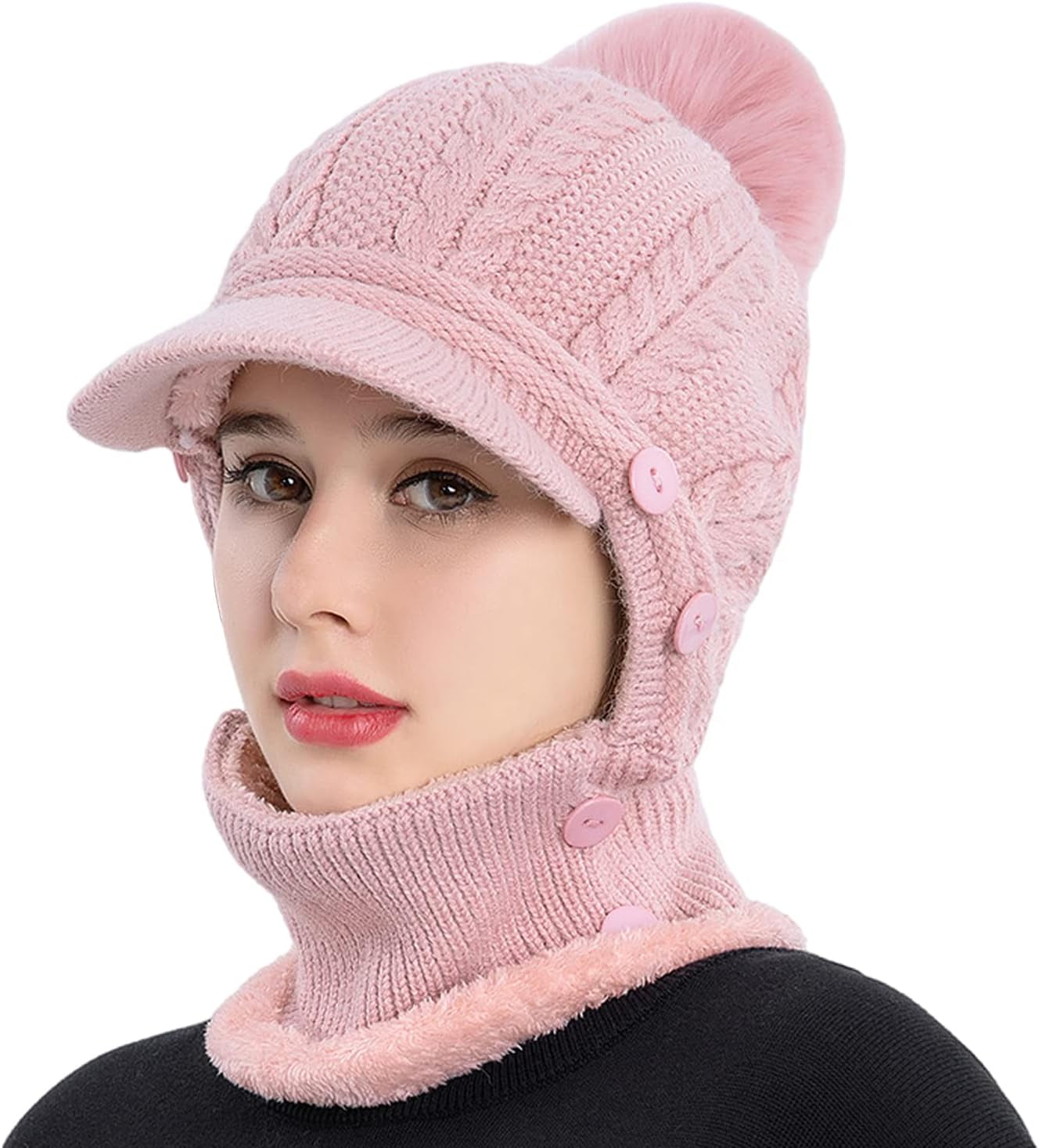 YooGuoGuo Women Winter One Piece Beanie Hat Slouchy Fleece Balaclavas Face Mask Neck Scarf Set Earmuff Ski Snow Knit Hats
