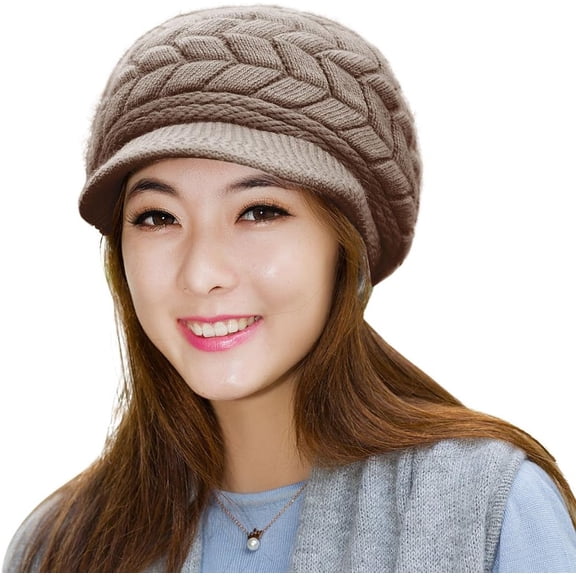 YooGuoGuo Women Winter Warm Knit Hat Wool Snow Ski Caps with Visor