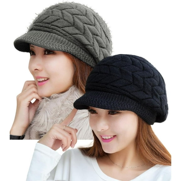 YooGuoGuo Women Winter Warm Knit Hat Wool Snow Ski Caps with Visor