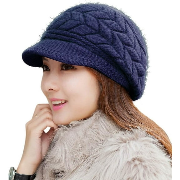 YooGuoGuo Women Winter Warm Knit Hat Wool Snow Ski Caps with Visor