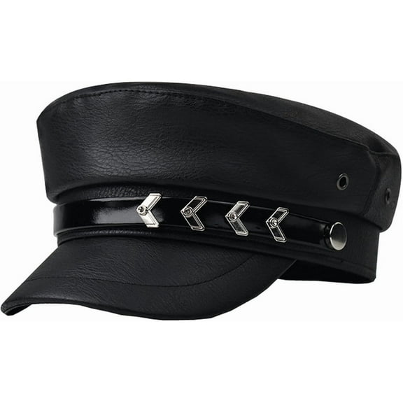 YooGuoGuo Women Yacht Captain Sailor Hat PU Newsboy Baker Boy Peaked Beret Cap