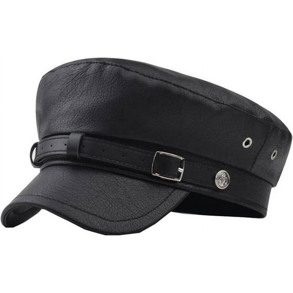 YooGuoGuo Women Yacht Captain Sailor Hat PU Newsboy Baker Boy Peaked Beret Cap