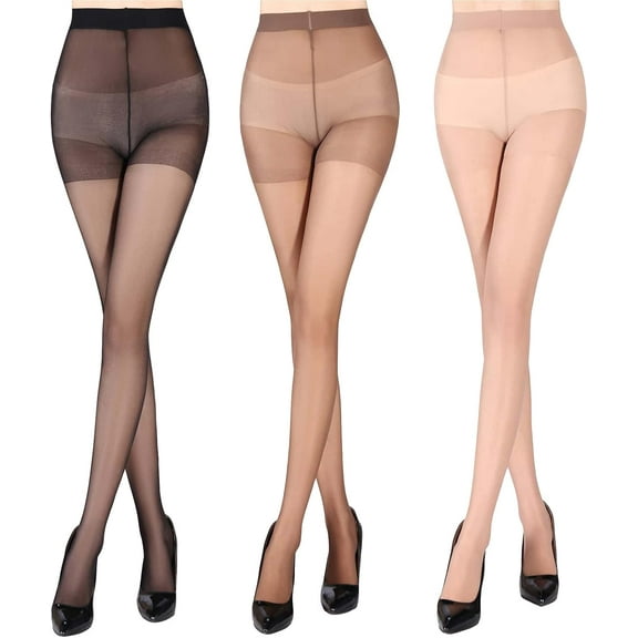 YooGuoGuo Women's 3 Pairs 20D Thigh High Stockings Sheer Tights High Waist Pantyhose