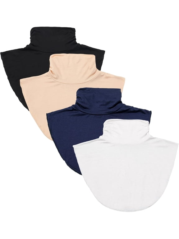 Women's 4pcs Solid Stripe Turtleneck Dickey Collars Half Top Mock Blouse Collar Hoodie High Neck