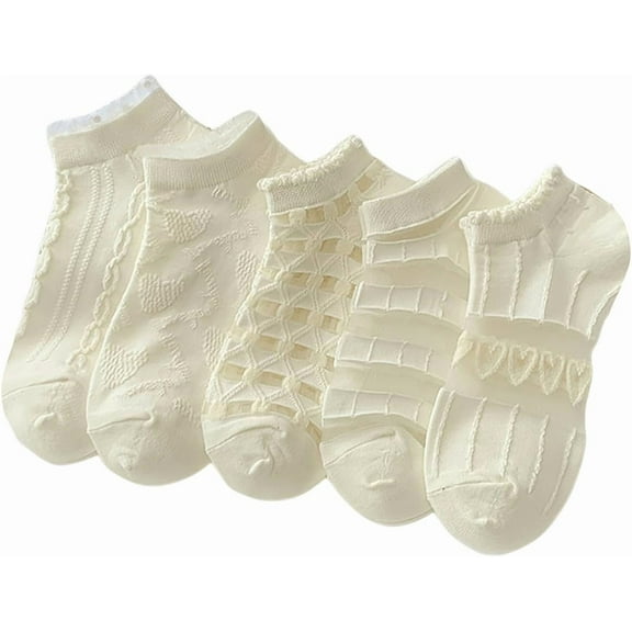 YooGuoGuo Women's 5 Pairs Bow Lace Ruffled Ankle Socks