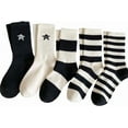 thumbnail image 1 of YooGuoGuo Women's 5 Pairs Striped Crew Socks Casual Athletic Socks, 1 of 4