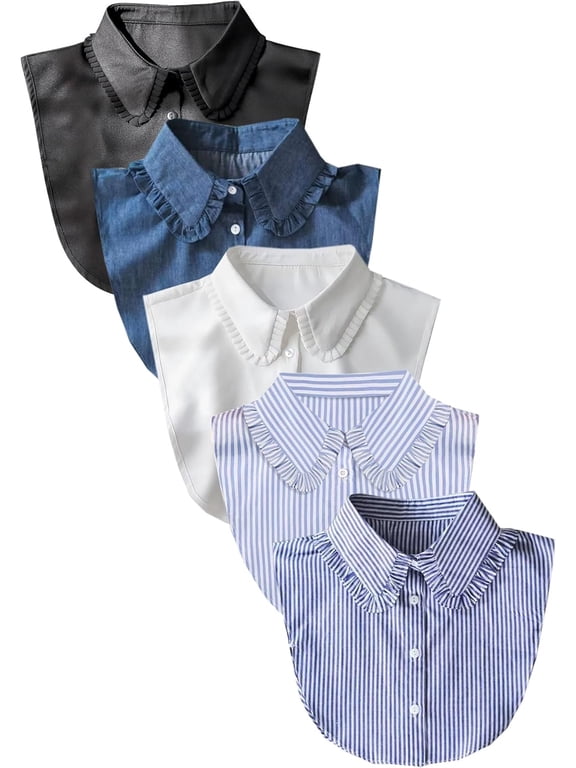 Women's 5pcs Striped Detachable Dickey Collar Half Shirts Blouse False Collar Top for Women Outfits