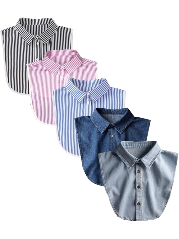 Women's 5pcs Striped Detachable Dickey Collar Half Shirts Blouse False Collar Top for Women Outfits