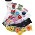thumbnail image 1 of YooGuoGuo Women's 6 Pairs Sheer Mesh Floral Print Socks Transparent Soft Crew Socks, 1 of 6