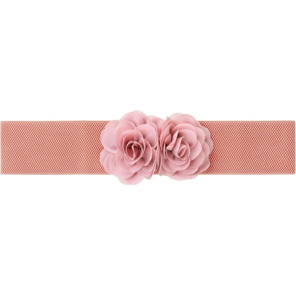 YooGuoGuo Women's Big Double-Flower Stretchy Belt, Elastic Wide Chunky Waistband Belts for Dress