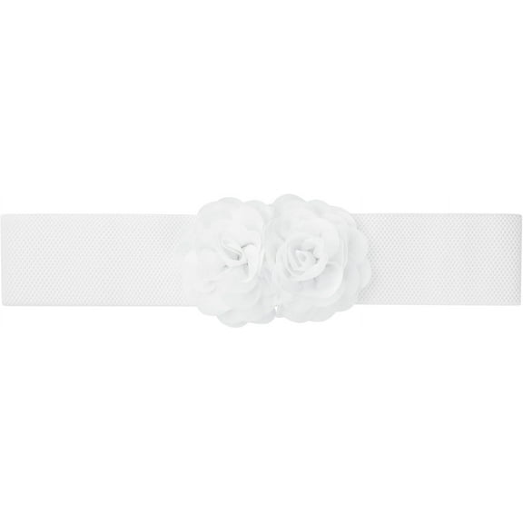 YooGuoGuo Women's Big Double-Flower Stretchy Belt, Elastic Wide Chunky Waistband Belts for Dress