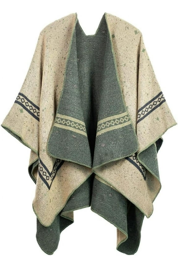 Women's Casual Pashmina Shawls and Wraps Open Front Poncho Cape Reversible Travel Blanket Scarf Cardigan Shawls