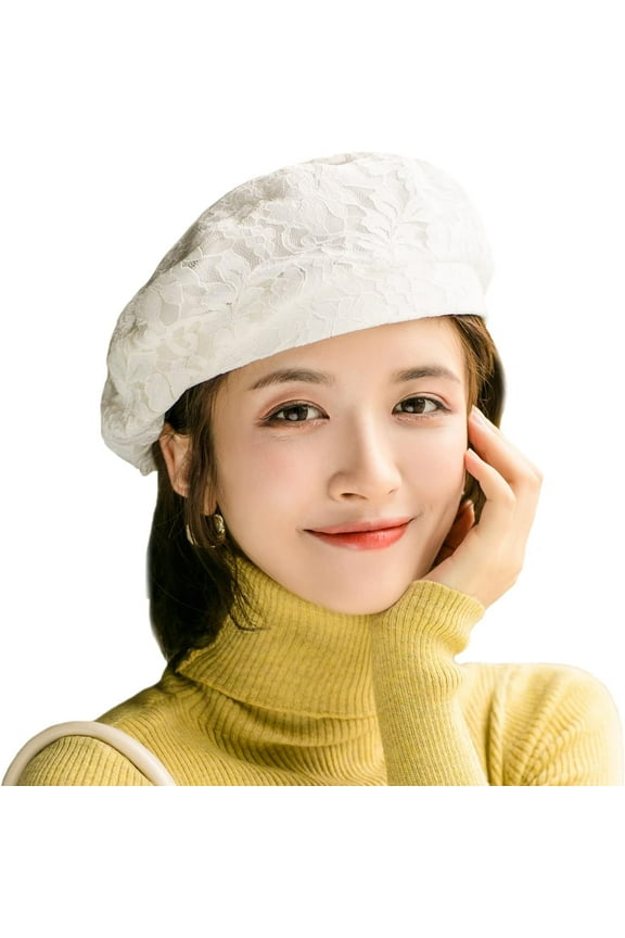 Women's Chic Lace Beret French Dress Beret Vintage Summer Fascinator Hats for Ladys