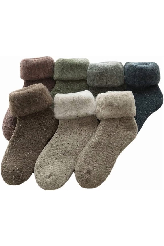 Women's Cute 7Pairs Soft Thick Boot Socks Preppy Comfort Ski Socks Casual Cotton Hiking Socks Warm Wool Crew Socks