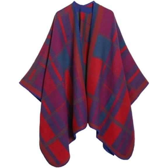 YooGuoGuo Women's Elegant Shawl Wraps Retro Ethnic Open Front Tassel Poncho Knitted Plaid Shawl for Travel Soft Pashminas Wraps