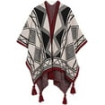 thumbnail image 1 of YooGuoGuo Women's Elegant Shawl Wraps Retro Ethnic Open Front Tassel Poncho Knitted Plaid Shawl for Travel Soft Pashminas Wraps, 1 of 7