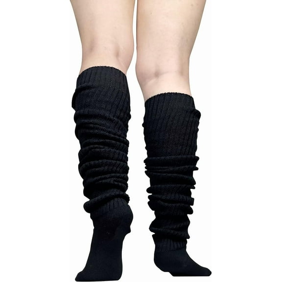 YooGuoGuo Women's Extra Knit Japanese Style Loose Socks - Black Lolita Leg Warmer Bubble Slouch