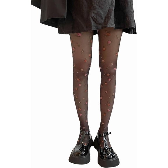 YooGuoGuo Women's Heart Tights Fishnet Rose Floral Pantyhose High Waist Stockings Summer Thin Y2K Gothic Fishnet Stockings
