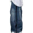 thumbnail image 1 of YooGuoGuo Women's High Waist Cargo Jeans Y2K Grunge Wide Leg Denim Pants Emo Goth Alternative Clothing Fairycore Streetwear, 1 of 7