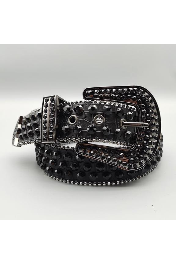 Women's Jeans Rhinestone Large Size Belt Men's Belt Western Denim Shiny Rivet Design Leather HipHop Punk Rock Y2K Style Belt