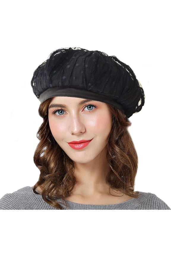 Women’s Lace Beret French Style Vintage Summer Spring Octagonal Cap Hats for Ladys