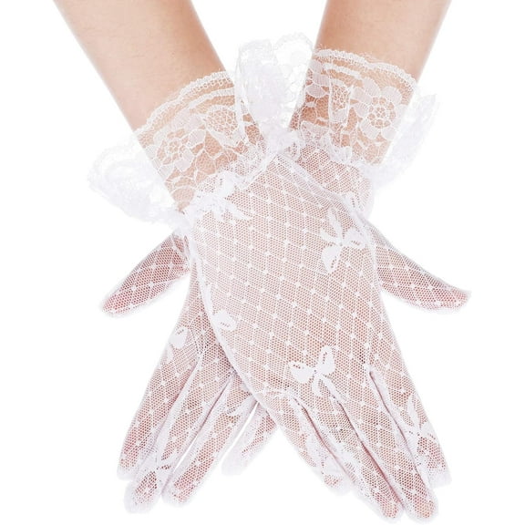 YooGuoGuo Women's Lace Gloves Bow Floral Bridal Wedding Gloves for Tea Party Summer Prom Costume Accessories