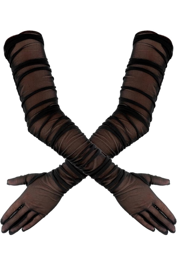 Women's Lace Sheer Gloves Mesh Tulle Super Long Gloves Opera Hallowmas Costume Party Gloves Dance Wedding Bridal Gloves