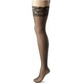 thumbnail image 1 of YooGuoGuo Women's Lace Top Opaque Stockings With Attached High Waist Lace Garter Belt, O/S, Black, 1 of 4