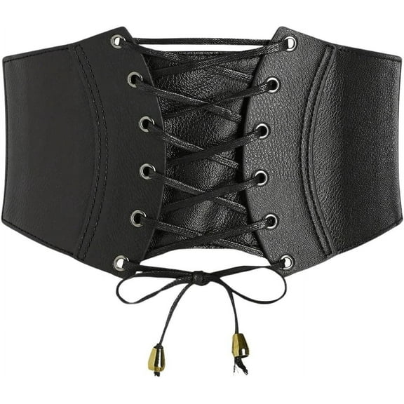 YooGuoGuo Women's Leather Corset Belts Lace Up Tied Waspie Belt Retro Waist Cinch Belt