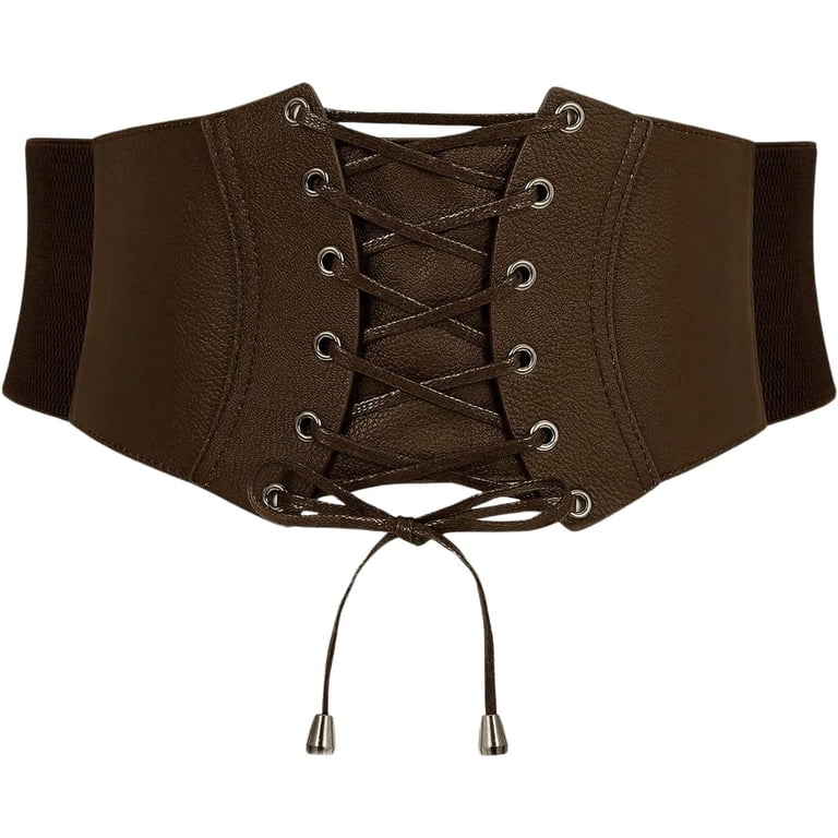 Vintage Lace-up Corset Belts for Womens,Retro Elastic Cinch Waist Belt,Tied SUOSDEY Black Corset Belt for Women, Vintage Lace-up Elastic  main image 4