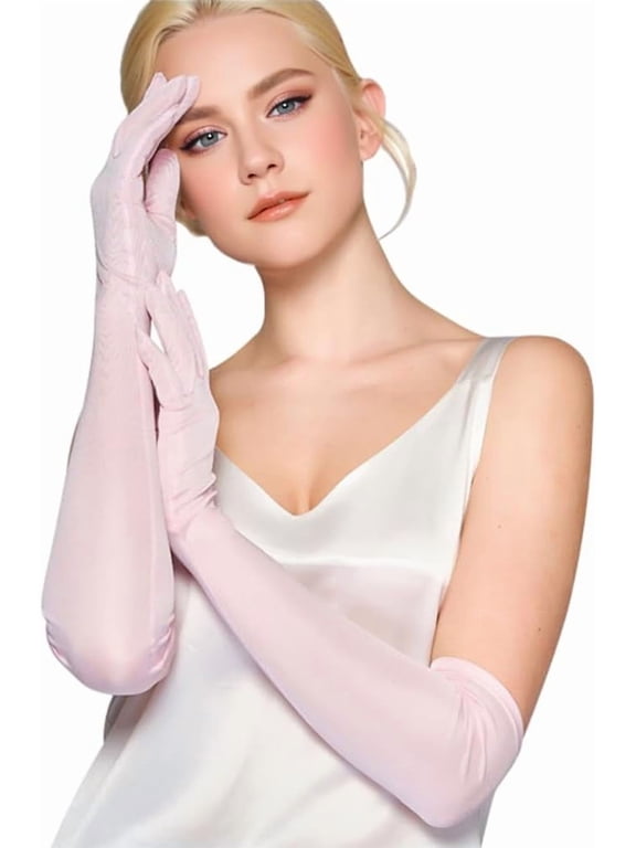 Women's Long Sheer Gloves Stretchy Mesh Tulle Gloves Elbow Length Wedding Bridal Opera Party Gloves Formal Costume