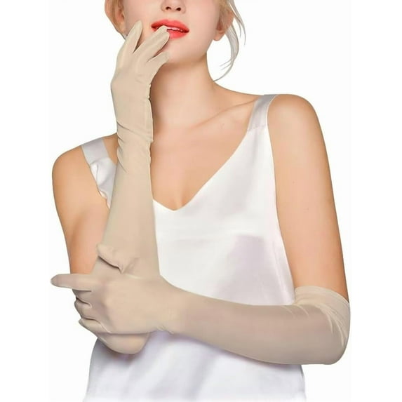 YooGuoGuo Women's Long Sheer Gloves Stretchy Mesh Tulle Gloves Elbow Length Wedding Bridal Opera Party Gloves Formal Costume