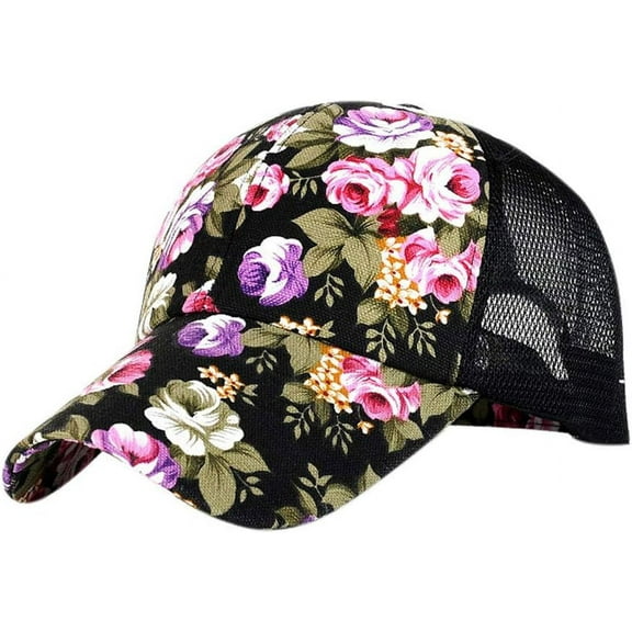 YooGuoGuo Women's Mesh Lace Flower Print Sun Hat Floral Trucker Baseball Cap Hat