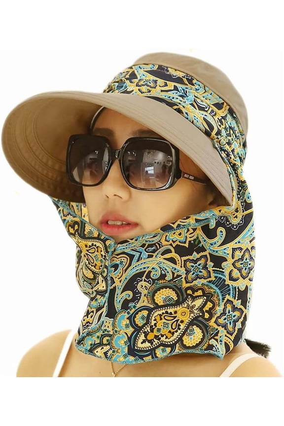 Women's Multifunctional UV Sun Protection Waterproof Breathable Face Neck Flip Folding Sun Hat