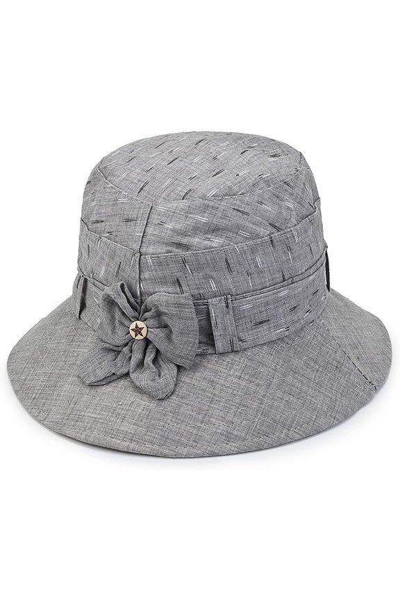 Women's Outdoor Comfy Cotton Bucket Hat Fishman Cap with Bowknot, Inner Windproof Rope