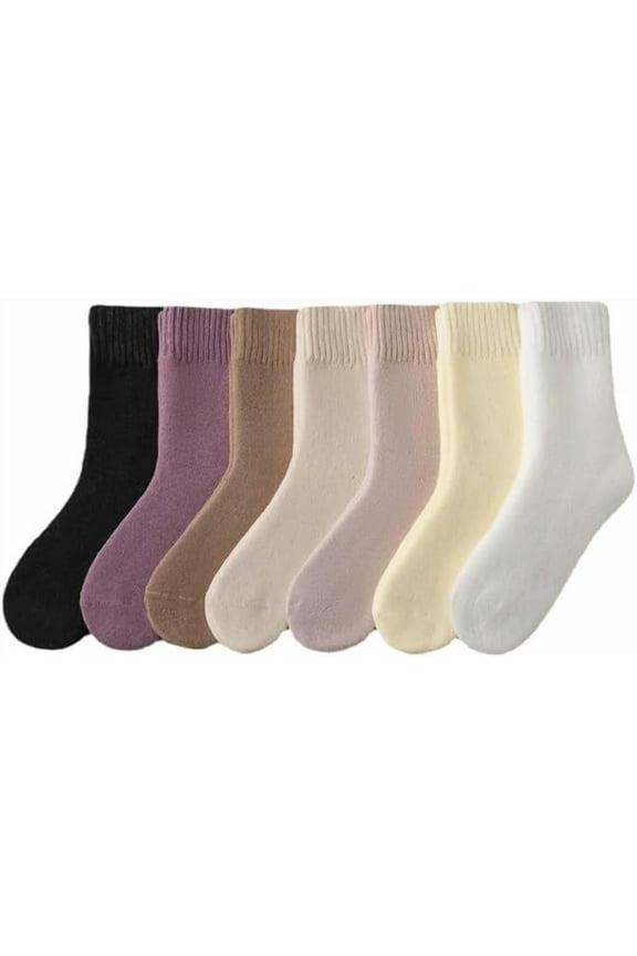 Women's Preppy 7Pairs Wool Socks Cute Aesthetic Hiking Warm Thick Socks Coquettish Cute Ugg Socks Cozy Boot Socks