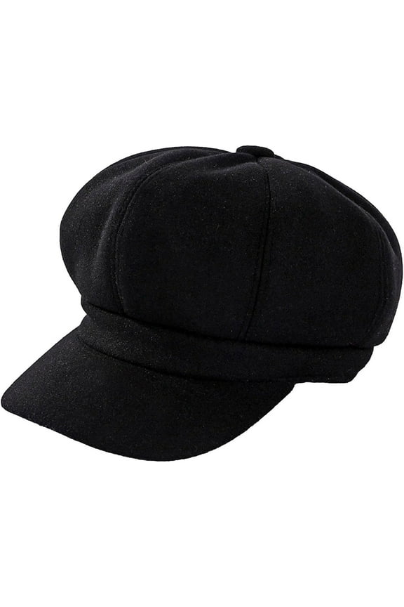 Women's Retro Peaked Ivy Newsboy Paperboy Painter Cap Hats (583BLACK)