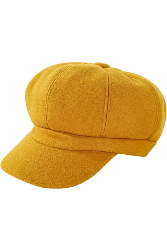 Women's Retro Peaked Ivy Newsboy Paperboy Painter Cap Hats (583YELLOW)