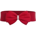 thumbnail image 1 of YooGuoGuo Women's Rhinestone Bow Elastic Wide Belts Stretchy Waist Buckle Belt, 1 of 3
