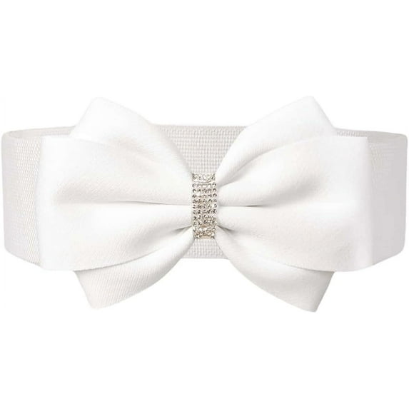YooGuoGuo Women's Rhinestone Bow Elastic Wide Belts Stretchy Waist Buckle Belt
