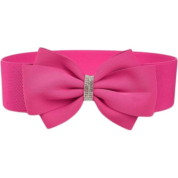 YooGuoGuo Women's Rhinestone Bow Elastic Wide Belts Stretchy Waist Buckle Belt