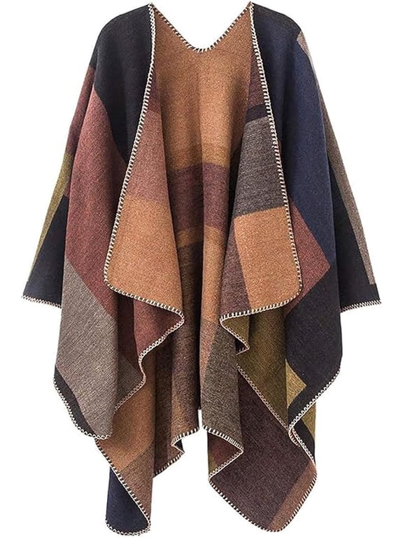 Women's Shawl Wraps Open Front Poncho Cape Oversized Sweaters Casual Cardigan Shawls for Fall Winter