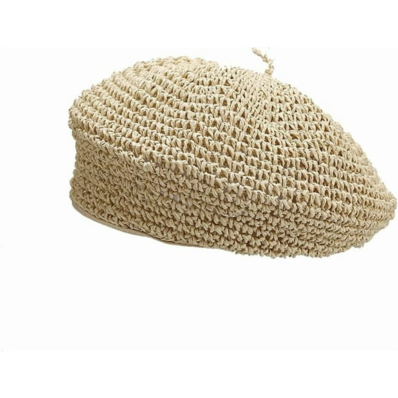 YooGuoGuo Women's Straw Beret Hat Summer French Beret Beanie Cap Artist Crochet Beret